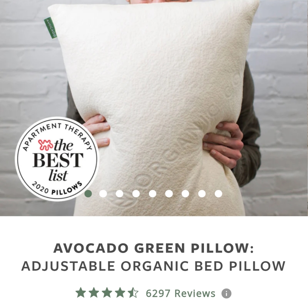 Avocado Green Pillow: Adjustable Organic Bed Pillow - Cream